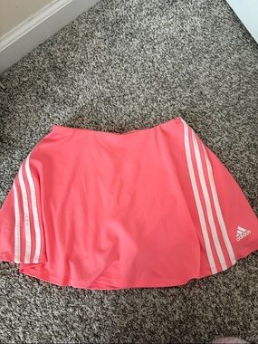 adidas Coral Pink Circle Skirt with White Stripes